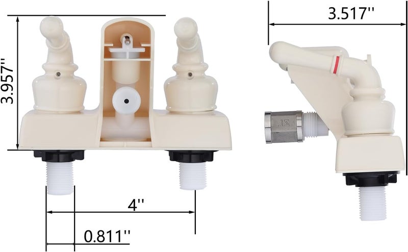 LavishStream RV Shower Faucet, 4 inch Shower Valve Diverter Replacement, with Classical Dual Handles for RV/Camper/Motorhome Bathroom, Milky White - Image 2